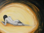 femme nue allongée de dos, dans une lumière intense